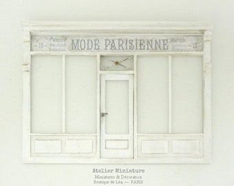 Miniature Parisian Front Shop - "Mode Parisienne", Parisian Fashion, Storefront, Miniature Shop, Showcase Facade, 1:12th Scale