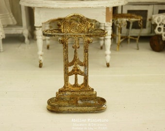 Metallic Miniature Umbrella Holder, Shabby Chic White, 1900's "French Belle Époque", Dollhouse Accessory, 1:12th scale