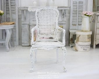 French Dollhouse Furniture 1:12 Miniature Louis XV White Chair - USA Taxes & Duties Included DDP