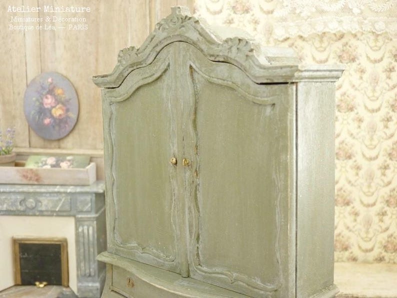 Provencal Miniature Louis 15th, Fonctional Drawers, Metallic