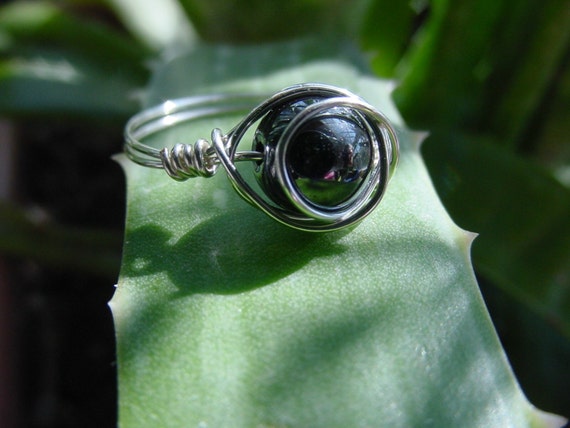 Hematite Wire Wrap Ring Grounding Dissolves Negative Energy | Etsy