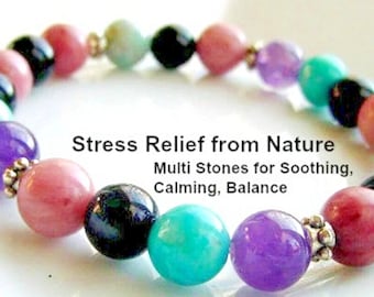Angst Relief Armband, Beruhigende Steine, um jeden Tag Angst Stress Relief Multi Steine für Balance, Chakra zu beruhigen