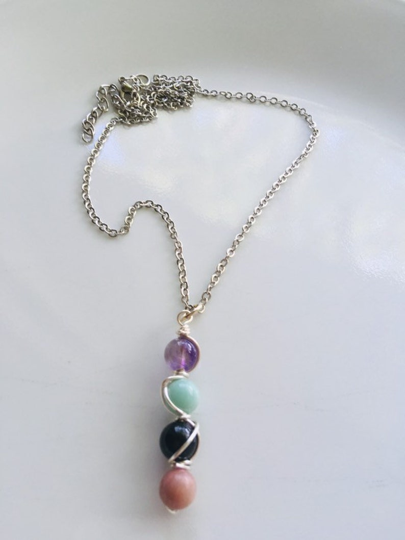 Anxiety Relief Pendant Necklace Stress Relief Multi Stones Etsy