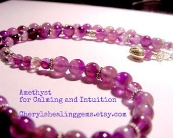 Amethyst Necklace, Semi Precious Stones, Prosperity and Abundance, Chakra Jewelry, Gift Idea