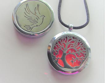 Aromatherapy Diffuser Necklaces Tree of Life, Angel Wings, Love Paws, Cat Moon, Stainless Steel, Essential Oil lockets, Pads included!