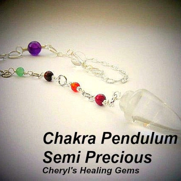 7 Chakra Pendulum, Choose Gemstone Point, Balance, Harmonize Energy Centers, Divination tool, Chakra Jewellery