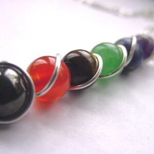 7 Chakra Wand Pendant Necklace Gemstones, Sterling Silver Upgrade, Balance, Reiki Jewelry, Chakra Jewellery image 2