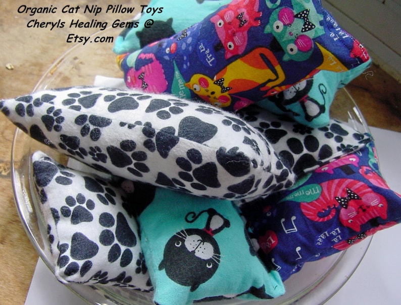 Catnip Pillow Toys 2 Large, Huggers and Squares, Cat Nip Toys, Your Cats will LOVE these, handmade, image 1