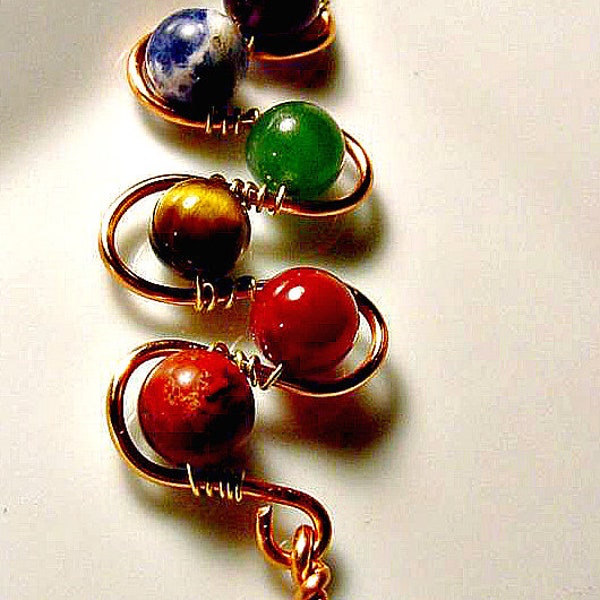 Energy Chakra Pendant Copper Wire Wrap Semi Precious, Balance, Harmonize Energy Centers, Reiki Jewelry, Yoga Jewelry
