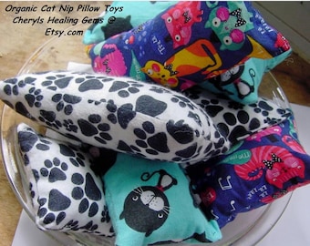Catnip Pillow Toys 2 Large, 8x3 & 4x4 Huggers and Squares, Cat Nip Toys, Your Cats will LOVE these, handmade,