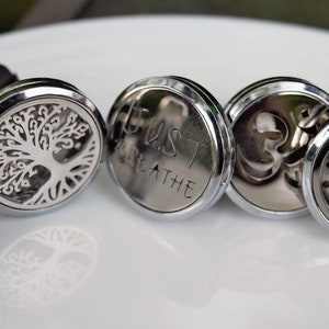 Auto Diffusoren Aromatherapie Diffusor, Baum des Lebens, musikalische Notizen, HAMSA HAND, OM, ätherische Öle, Pads enthalten! Edelstahl Bild 5
