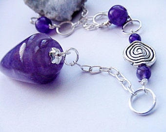 Amethyst Pendulum, Chakra Spiritual Tool, Spiral,Gemstone Dowsing Spiritual Tool, Divination Third Eye Chakra, Gift Idea