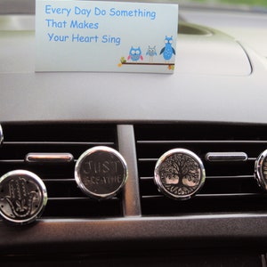 Auto Diffusoren Aromatherapie Diffusor, Baum des Lebens, musikalische Notizen, HAMSA HAND, OM, ätherische Öle, Pads enthalten! Edelstahl Bild 6
