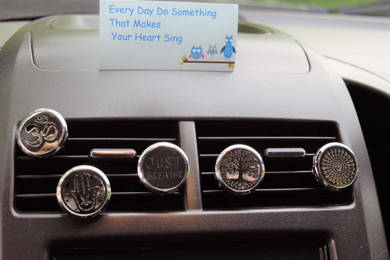 Auto Diffusoren Aromatherapie Diffusor, Baum des Lebens, musikalische Notizen, HAMSA HAND, OM, ätherische Öle, Pads enthalten! Edelstahl Bild 6