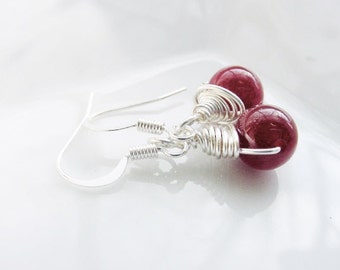 SALE!! Petite Wire Wrapped Earrings - You choose the GemStone,  Carnelian, Sodalite, Rhodonite, Petite WIre Wrapped Earrings,  Gift Idea,