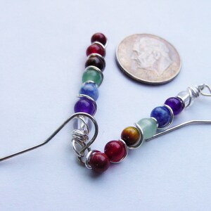 7 Chakra Earrings, Semi Precious, Balance Energy Meridians, Chakra Jewelry, Reiki Jewelry, Jewellery image 3