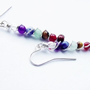 7 Chakra Earrings, Semi Precious, Balance Energy Meridians, Chakra Jewelry, Reiki Jewelry, Jewellery image 1