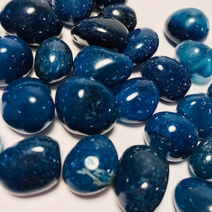 BLUE ONYX Stones, Pocket Stone Nugget Polished and Vibrant, Happiness, Intuition, Strength, Balance