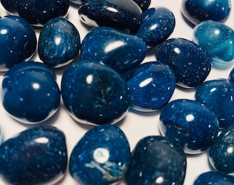 BLUE ONYX Stones, Pocket Stone Nugget Polished and Vibrant, Happiness, Intuition, Strength, Balance