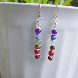 7 Chakra Earrings, Semi Precious, Balance Energy Meridians, Chakra Jewelry, Reiki Jewelry, Jewellery image 4