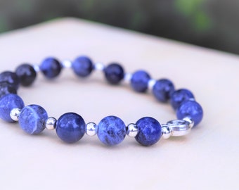 SODALITE INTUITION ARMBAND spiraal semi-kostbare set, emotioneel evenwicht, intuïtie, chakra, sieraden, helende sieraden, cadeau-idee