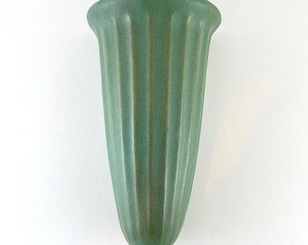 1920's Zanesville Stoneware Company Matte Green Wallpocket Shape #49