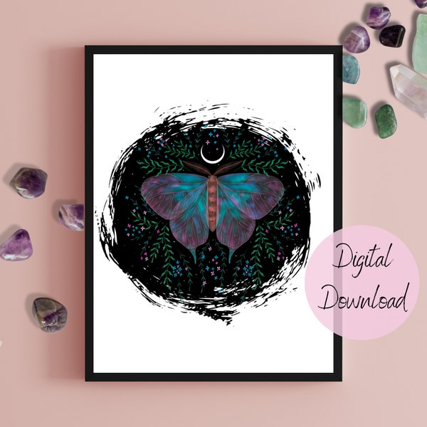 Night Moth Wall Art - Digital Downloadable Spiritual Art