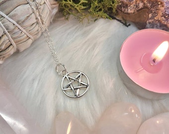 Silver plated Pentacle necklace - Pentagram protection