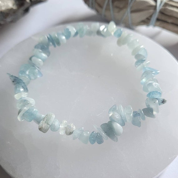 Buy Soothing Aquamarine Crystal Chip Bracelet Calming Gemstone