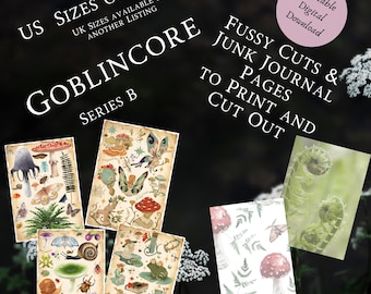 Kit de efímeros imprimibles Goblincore: Diario de hadas oscuro (archivos PNG de tamaño estadounidense)
