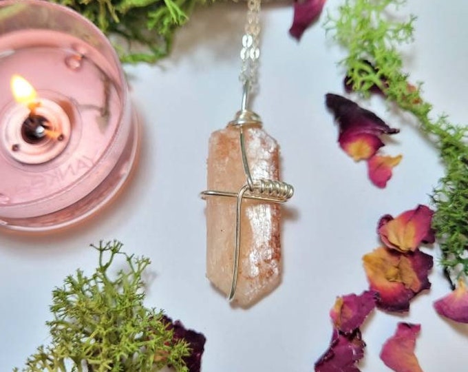 Silver plated Stilbite necklace - Calming - Crystals for Grief