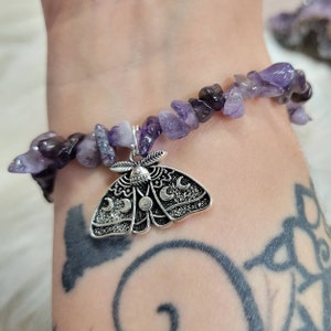 Amethyst Moth Moon bracelet - Protection and Calm