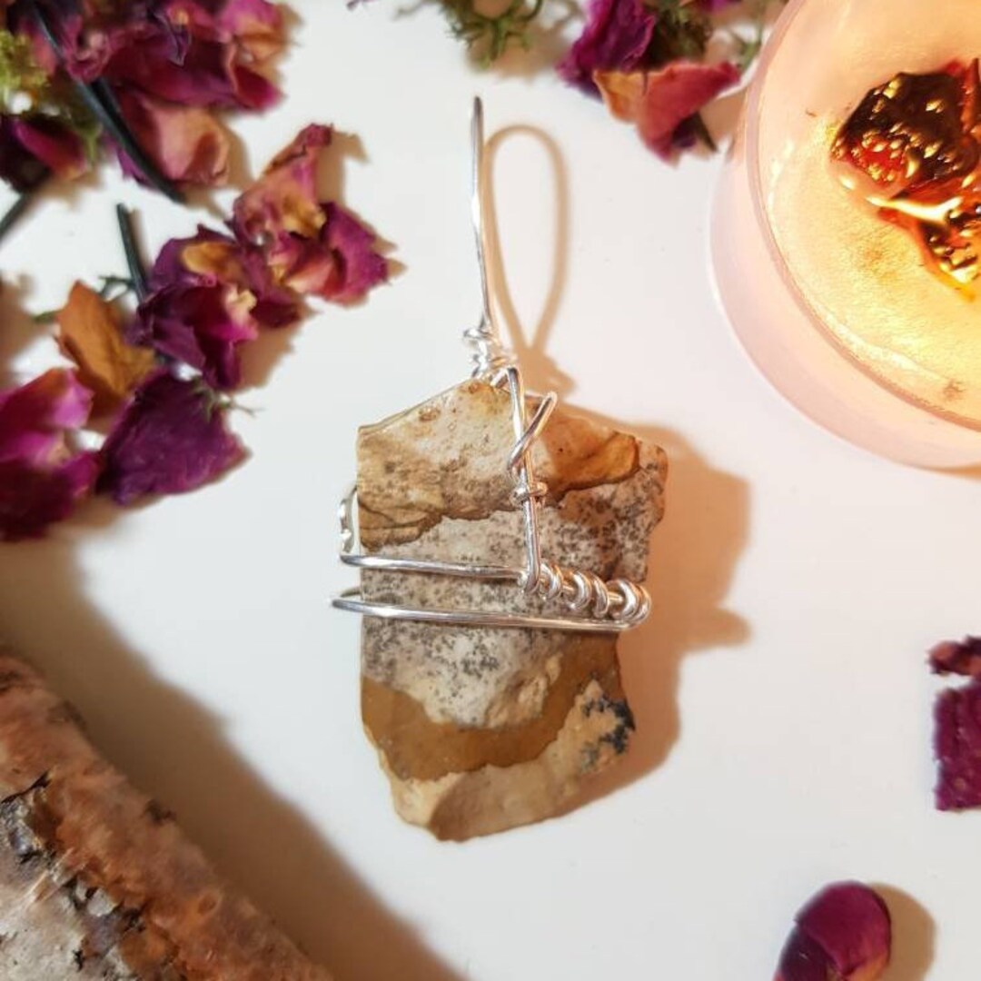 Picture Jasper Pendant Earth Element Crystal Pendant Etsy