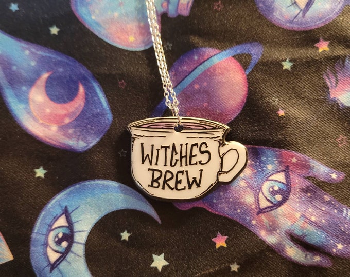 Silver Plated Witches Brew Tea Cup necklace - Witchy Jewellery