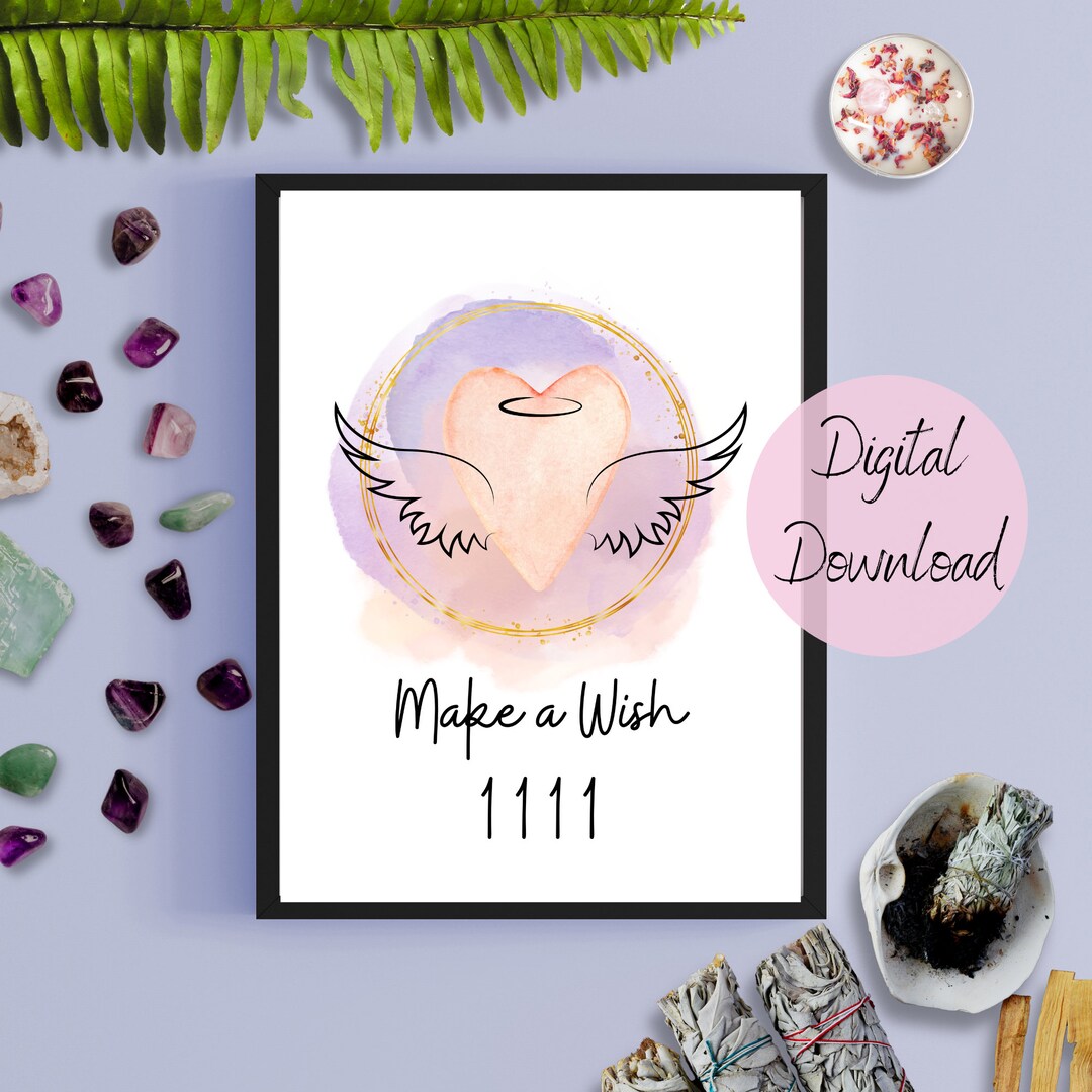 Angel wings 1111 make a wish art digital downloadable spiritual art
