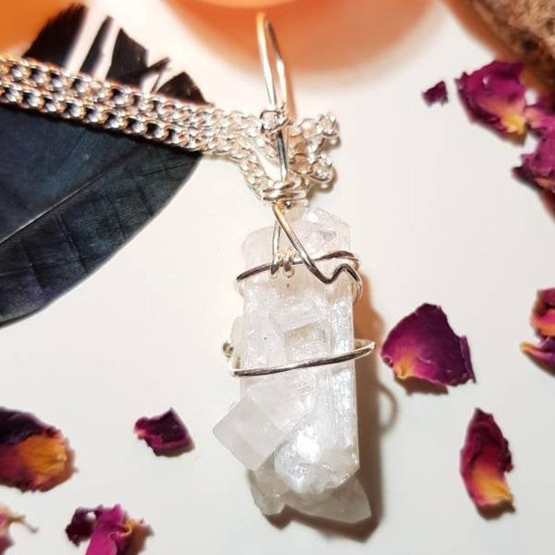 Crystal necklace Stilbite necklace with Apophillite Stilbite with Apophillite