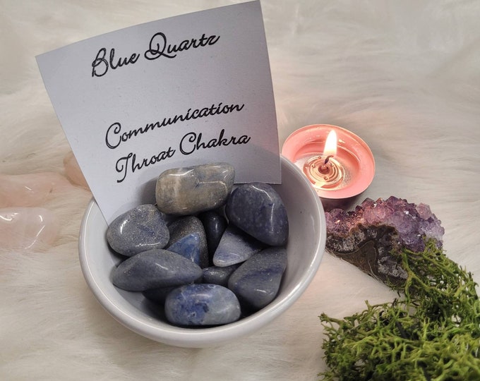 Blue Quartz tumble stone - Throat Chakra - Communication