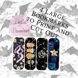 Four Large Printable Witchy Pentacle Bookmarks - Digital Download - Pumpkin Spice