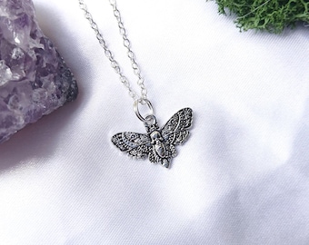 Silver Plated Death Moth necklace - Witchy Jewellery
