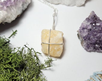 Raw Yellow Calcite necklace - Solar Plexus - Happiness