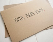 Best mom ever, eco-friendly Kraft card, Mother's Day card, Mom card, Heart card, Stationary