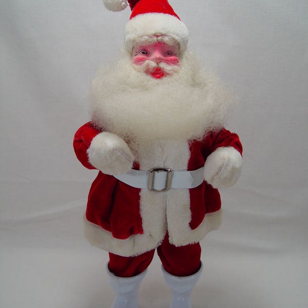 1950's Harold Gale Santa Doll, Red Velvet Suit, 16 Inches Tall, Store Display, VIntage Christmas