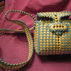 WOVEN PURSE and BELT-Yellow and Aqua
