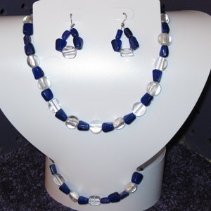 COBALT BLUE Handmade Jewelry Set of GLASS  Beads - One of A Kind Necklace, Bracelet and Earrings