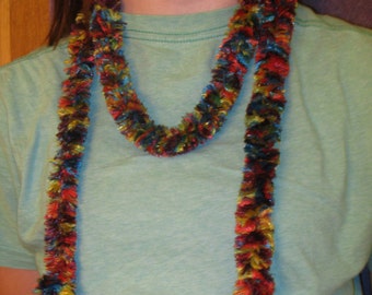 BOA EYELASH YARN Scarf that Can also be Worn as a Belt. Many Different Color Variations. Handmade one of a kind.