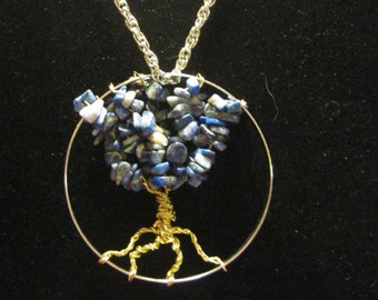 NECKLACE or SUNCATCHER    LAPIS  Lazuli Tree of Life Healing Stone