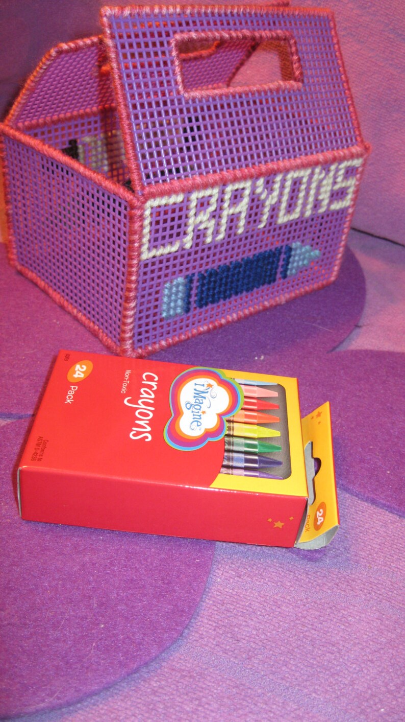 PLASTIC CANVAS CRAYON Box Purple Etsy
