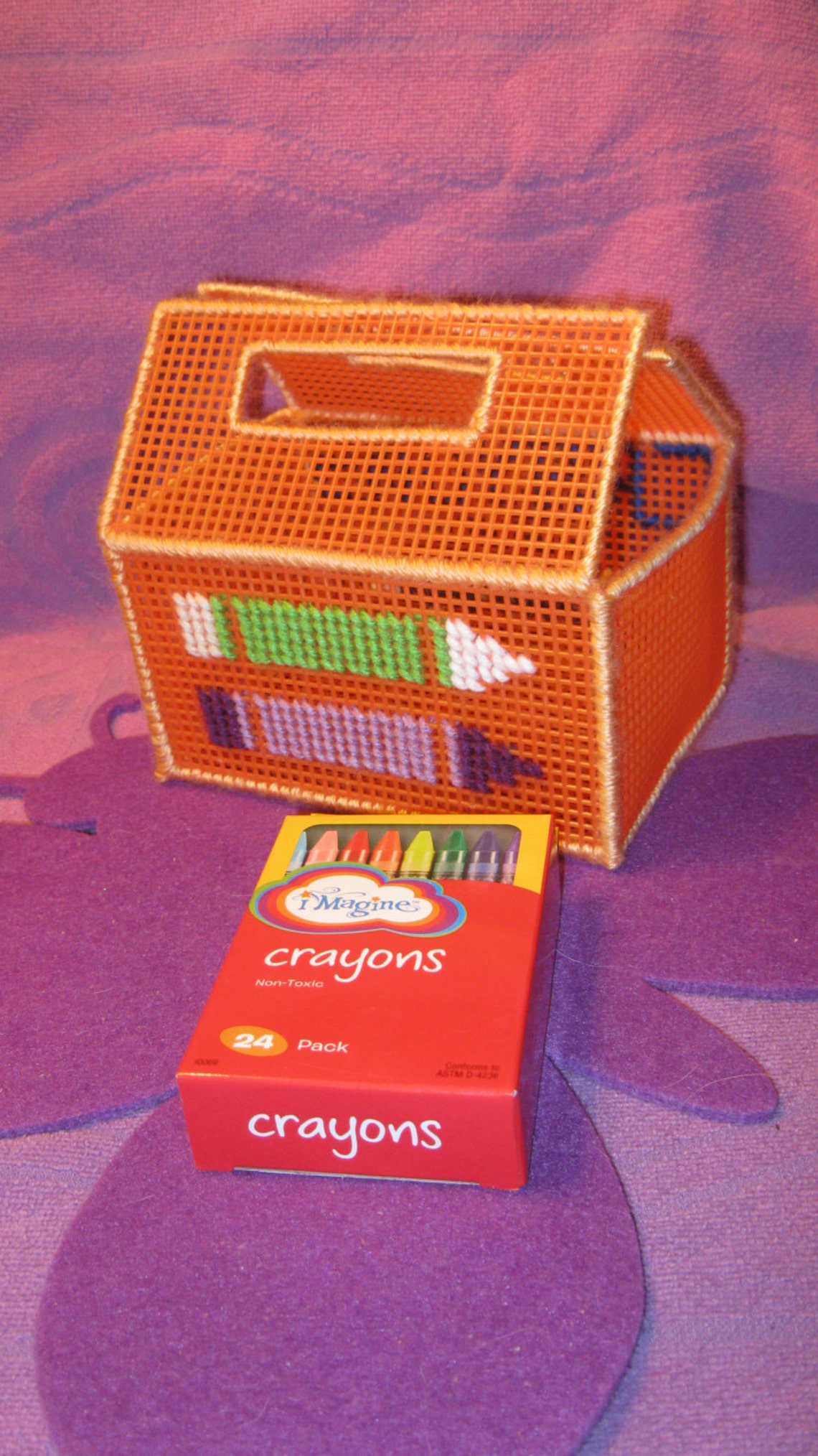 PLASTIC CANVAS CRAYON BoxOrange Etsy