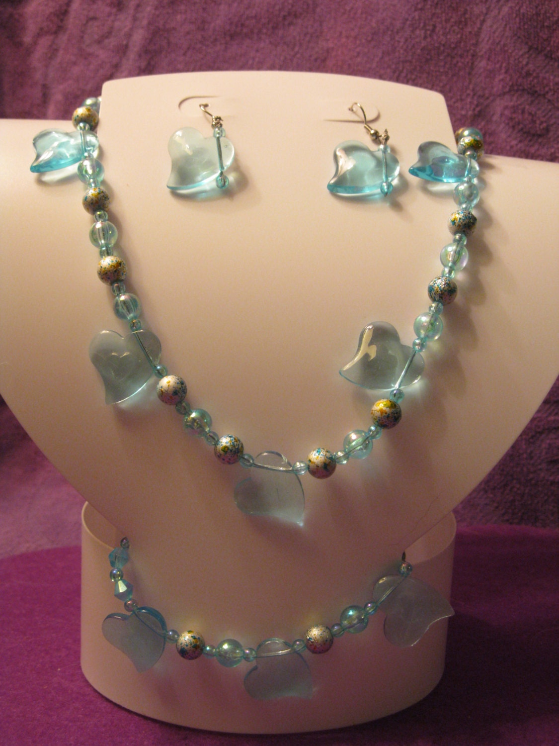 BLUE HEART JEWELRY Set Etsy