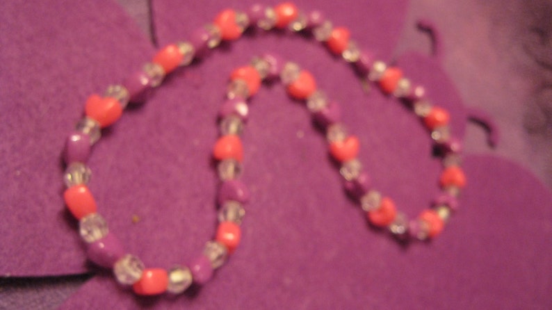 Children Assorted PINK And PURPLE HEARTS with Clear Beads Jewelry Set